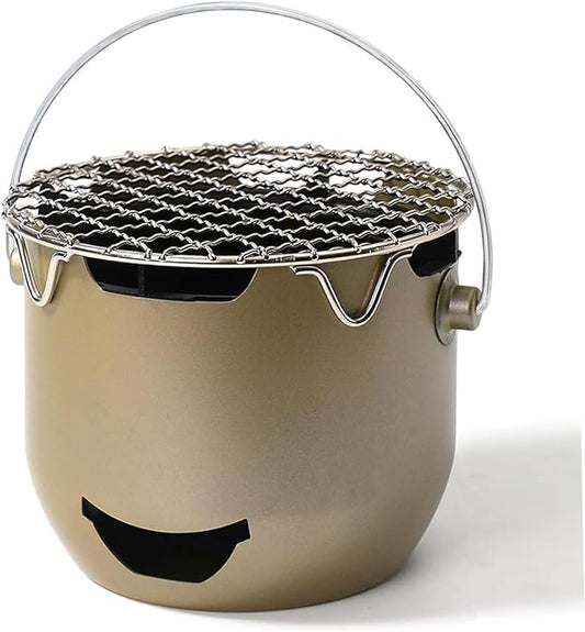Portable Charcoal Grill, Small Grill with Handle for Outdoor Cooking, Stainless Steel Charcoal for Backyard, Olive Green