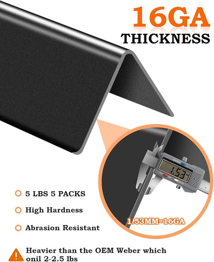 Flavorizer Bars 22.5 Inch for Weber Spirit Grill Parts Genesis Silver Gold B C Grill Parts, Spirit 300 320 330 E310 Grill Parts with Side Control, 5 PCS Genesis Grill Parts for Weber 7536 7537