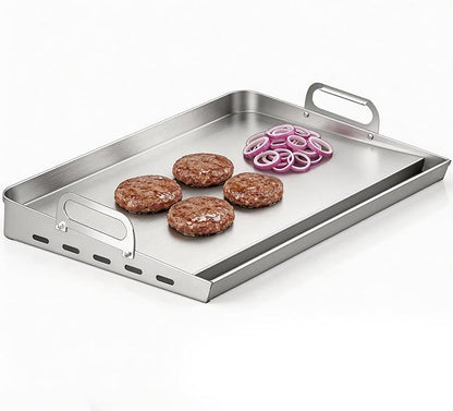 EUTRKei 23"x16" Stainless Steel Griddle for Gas Grill, Plancha Para Cocinar | Reinforced Flat Top with Grease Groove, Effortless Cleanup for Backyard BBQ, Tailgating, Camping & Family Parties