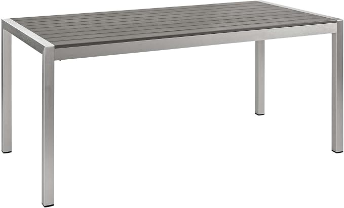 Modway Shore 9Piece Outdoor Patio Aluminum Dining Set in Silver Black