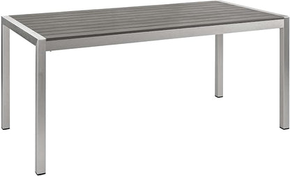 Modway Shore 9Piece Outdoor Patio Aluminum Dining Set in Silver Black