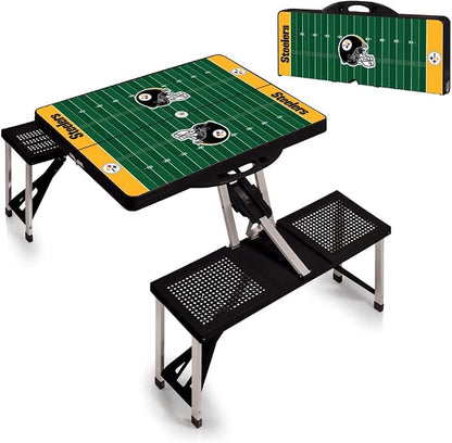 Picnic TIME NFL Football Field Folding Picnic Table, Camping Table, Outdoor Table with Umbrella Hole