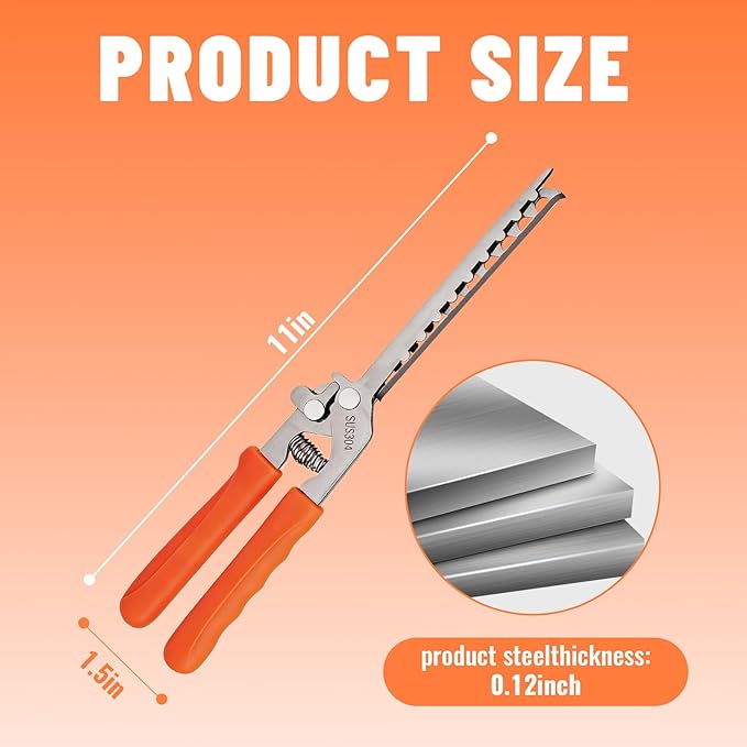 Rib Membrane Removal Tool, 11 Inch Stainless Steel Rib Prep Tool Membrane Remover, Pork Rib Skinner with Non-Slip Handle for Effortless BBQ Preparation (Orange)