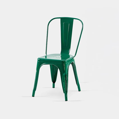 AC Pacific 18 Inch Seat Height Industrial Metal Dining Chairs, Stackable Kitchen or Bar Seat, Durable Modern Design, Versatile Accent Furniture, Set of 2, Green