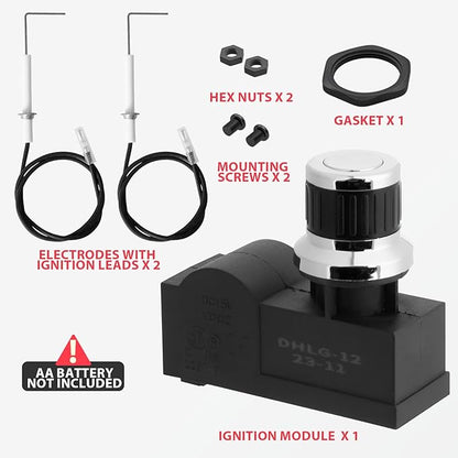 Grill Igniter Kit for Blackstone 28 Inch Griddle Igniter Replacement, Updated Universal 2-Outlet Electronic Ignitor Kit for Blackstone Griddle 28 inches Accessories, AA Battery Required