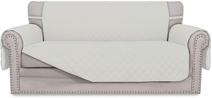Easy-Going Reversible Couch Cover, 2 Cushion Sofa, Ivory/Ivory | Oversized Loveseat Slipcover For Dogs, Water Resistant Mat, Living Room, Non-Slip Sofa Cover, Pet Friendly