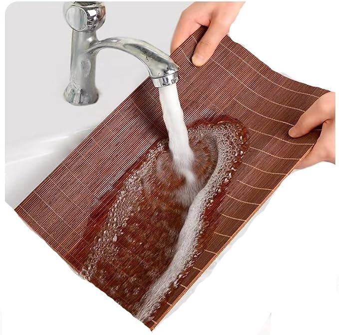 1PCS Dining Table Kitchen Placemat, Heat-Resistant Place Mat Stain Resistant Anti-Skid Washable Bamboo Table Mat Placemat Kitchen Table mat (Dark Brown)