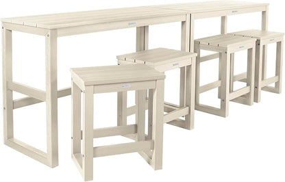 highwood Monroe 6-Piece Counter Height Modern Balcony Set, 2 Tables and 4 Stools, Whitewash