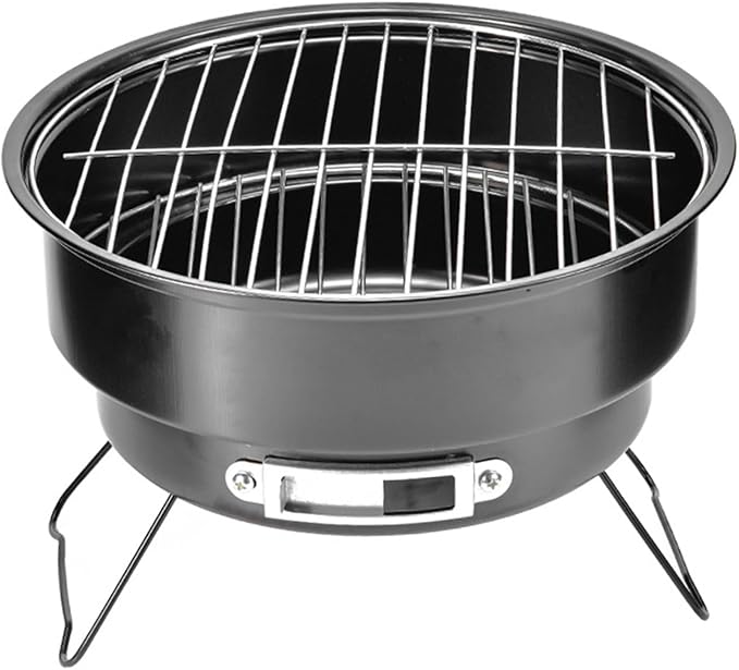 10" Portable Round Barbecue BBQ Charcoal Grill with Handle for Outdoor Home Kitchen BBQ Picnic Camping
