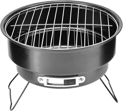 10" Portable Round Barbecue BBQ Charcoal Grill with Handle for Outdoor Home Kitchen BBQ Picnic Camping