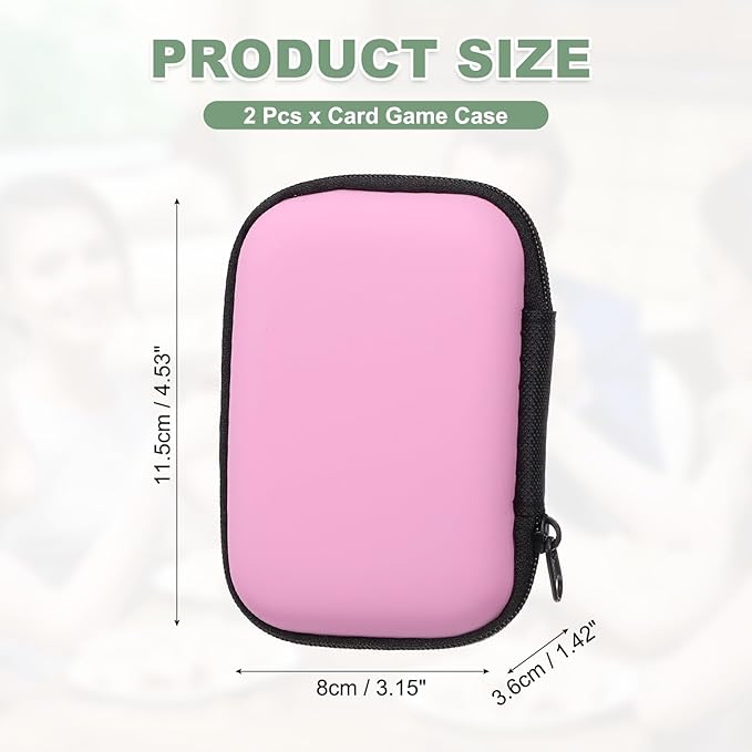 2Pcs Card Game Case, Soft Cloth Playing Waterproof Card Storage Travel Game Case Compatible for Outdoor Gaming Camping, Pink