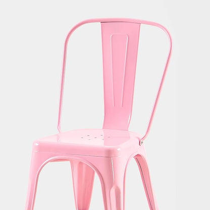 AC Pacific 18 Inch Seat Height Industrial Metal Dining Chairs, Stackable Kitchen or Bar Seat, Durable Modern Design, Versatile Accent Furniture, Set of 4, Pink