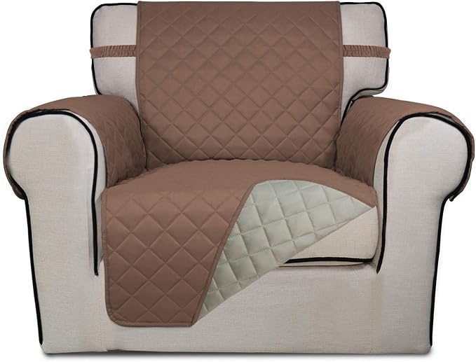 PureFit Reversible Chair Sofa Cover Dog Couch Covers for Sofa, 25.5 in | Brown/Beige, Water Resistant Couch Protector, Washable Pet Couch Cover with Non Slip and Elastic Straps For Kids