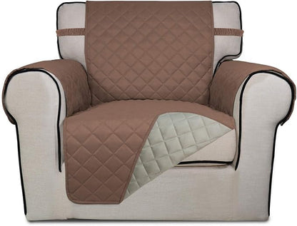 PureFit Reversible Chair Sofa Cover Dog Couch Covers for Sofa, 25.5 in | Brown/Beige, Water Resistant Couch Protector, Washable Pet Couch Cover with Non Slip and Elastic Straps For Kids