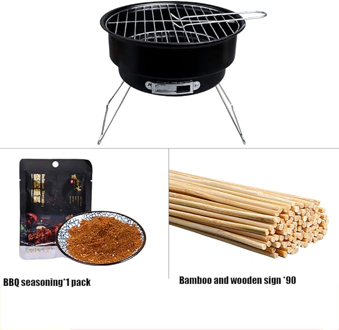 BBQ Grill, Portable Grill Smoker Folding Charcoal BBQ for Garden Outdoor Hiking 1-2 Persons