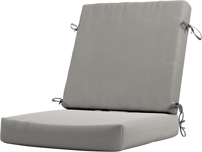 California Umbrella Outdoor Dining Chair, Patio Seat Cushion, 20 x 40 Inch, Premium Outdoor Memory Foam, Fade Resistant Sunbrella Fabric, Fabric Ties,Granite