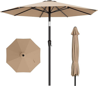 AreShark 10 FT Outdoor Patio Umbrella, Patio Table Umbrella with Push Button Tilt and Crank, Outdoor Patio Umbrellas with 8 Fiberglass Ribs, Patio Umbrellas for Market, Garden, Pool (Beige)
