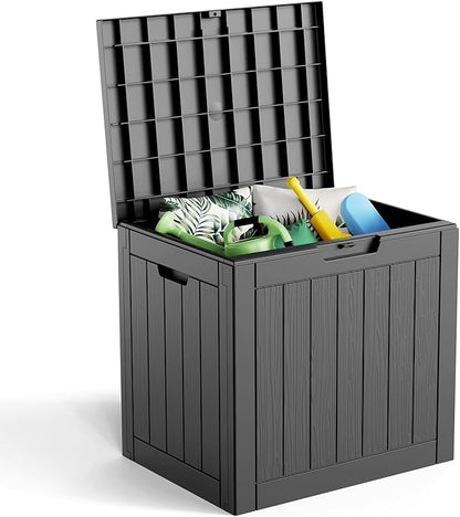 35 Gallon Waterproof Outdoor Storage Box,Deck Boxs for Outdoor and Indoor Use,Deck Storage Box for Picnic Supplies,Gardening Tools,Lockable and Easy to Install(Black)