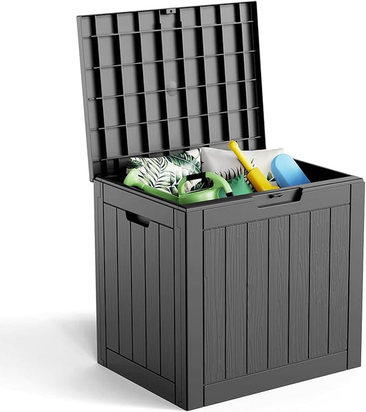 35 Gallon Waterproof Outdoor Storage Box,Deck Boxs for Outdoor and Indoor Use,Deck Storage Box for Picnic Supplies,Gardening Tools,Lockable and Easy to Install(Black)