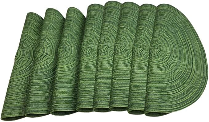 Red-A, Placemats, Round Placemats for Dining Table Set of 8 Woven Heat Resistant Non-Slip Kitchen Table Mats Diameter 14 Inch(Hunter Green)