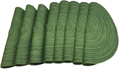Red-A, Placemats, Round Placemats for Dining Table Set of 8 Woven Heat Resistant Non-Slip Kitchen Table Mats Diameter 14 Inch(Hunter Green)