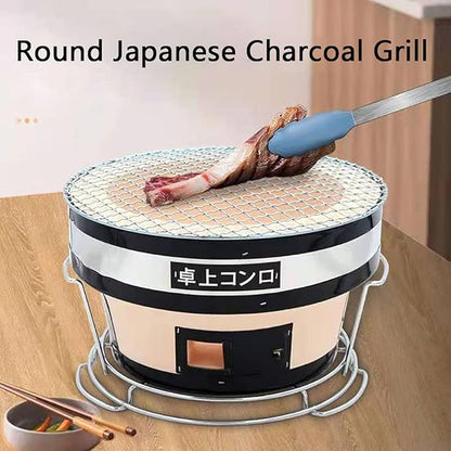 Round Table Top Charcoal Grill, Japanese Ceramic Clay BBQ Grill, Portable Barbecue Stove, Indoor Outdoor Charcoal Cooker,Charcoal Grill