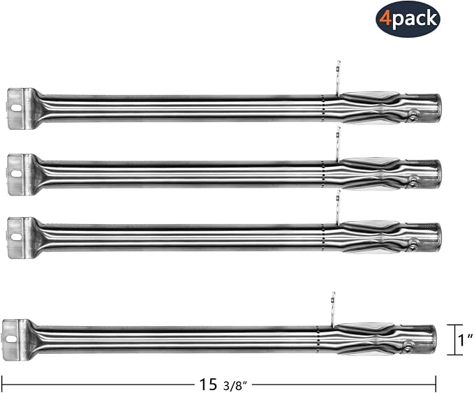 Hongso 15 3/8" Tube Burner Kit for Kenmore Sears 119.16311800 119.16658010 | Grill Parts for 119.16433010 119.16658011, Outdoor Gourmet BQ06W1B, Members Mark Part, Lowes Grills, Stainless Steel, 4-Pack
