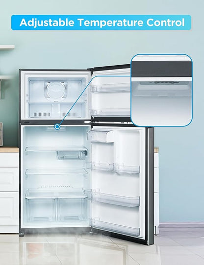 Commercial Cool 18 Cu. Ft. Top Mount Refrigerator with Freezer, 2-Door Refrigerator with Top Freezer and Adjustable Temperature Control, Ice Maker Ready, Energy Star Certified, Stainless Look | 2-Door Refrigerator with Top Freezer, Adjustable Temperatu...