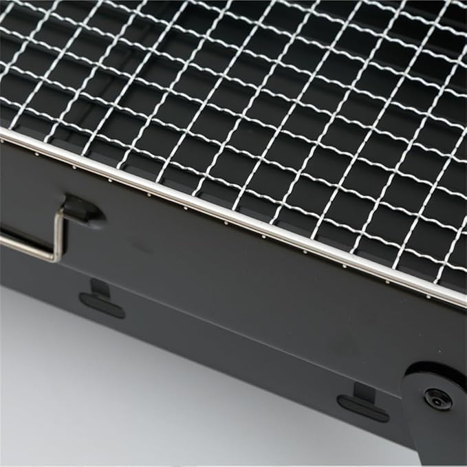Portable Charcoal Grill for Camping BBQ Grills Outdoor Barbecue Grill Smokeless Folding Black Steel Stove with Pull-Out Ash Tray,35 * 27 * 19.5Cm-D