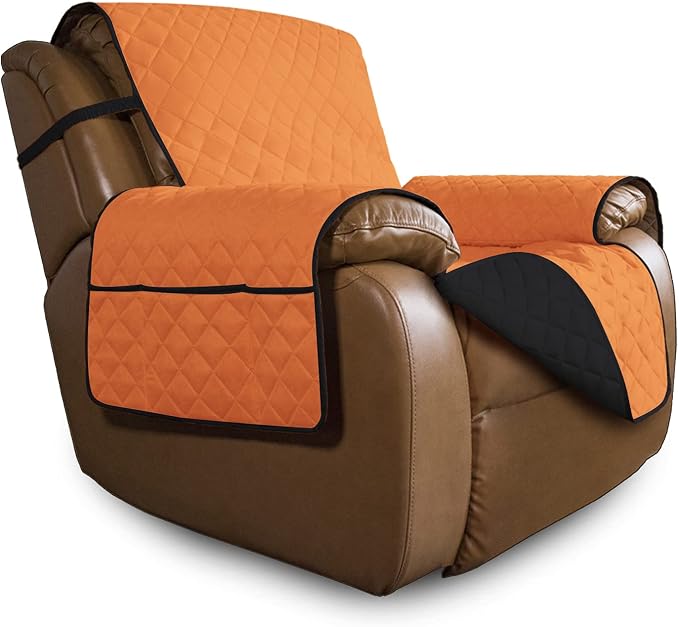 Easy-Going Reversible Couch Cover, Oversized Recliner, Orange/Black | Machine Washable Slipcover For Dogs, Water Resistant Furniture Mat For Living Room, Non-Slip Sofa Cover, Pet Friendly