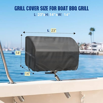 Boat Grill Cover for Magma Cabo Gas Grill, Waterproof Heavy Duty BBQ Covers for Magma ChefsMate Grill for Marine Grills Accessory Winterproof - 23" x14" x14"
