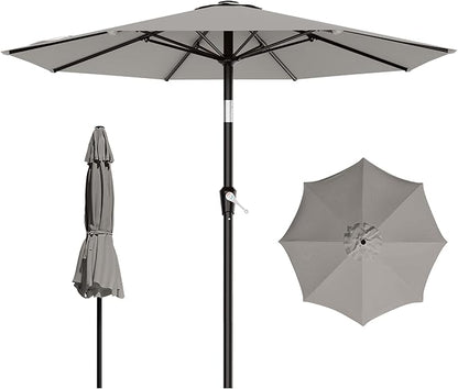 AreShark 9 FT Patio Umbrella for Outdoor, Outdoor Table Umbrella with Push Button Tilt and Crank, Outdoor Patio Umbrellas with 8 Sturdy Ribs for Market, Garden, Pool (Light Gray)