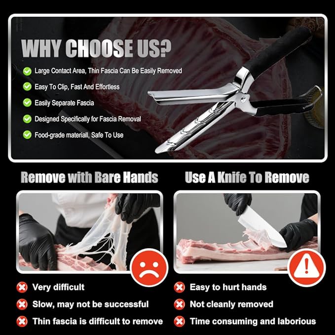 Premium Rib Membrane Removal Tool - Stainless Steel Rib Membrane Remover with Ergonomic Handle, Dishwasher Safe, Effortless Prep for BBQ Grilling & Smoking