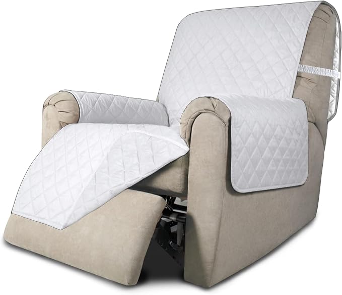 Easy-Going Reversible Couch Cover, Recliner 22 in, White/White | Machine Washable Slipcover For Dogs, Water Resistant Furniture Mat For Living Room, Non-Slip Sofa Cover, Pet Friendly