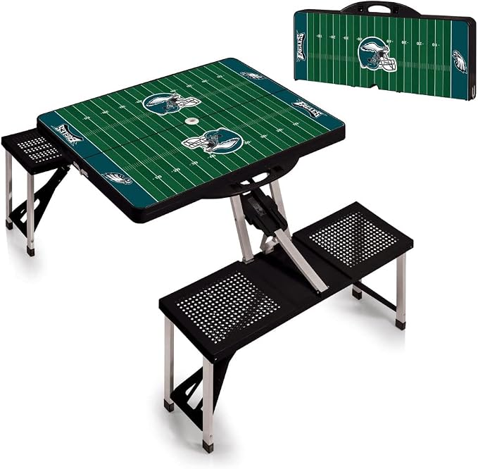 Picnic TIME NFL Football Field Folding Picnic Table, Camping Table, Outdoor Table with Umbrella Hole