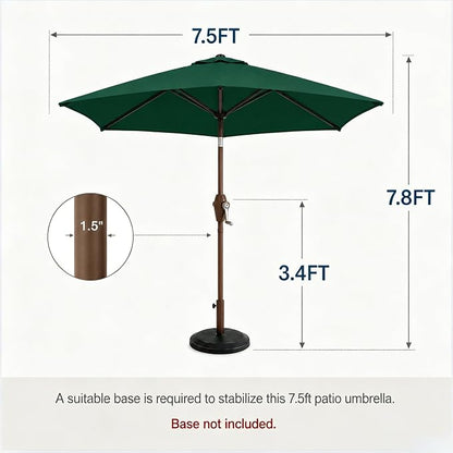 7.5ft Patio Umbrella, Outdoor Table Market Umbrella with Smooth Crank Lift, 6 Windproof Fiberglass Ribs, UPF50+ UV Protection for Deck, Pool, Garden and Backyard