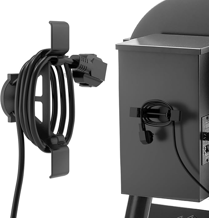 Demao Magnetic Power Cord Organizer, Thick Plastic Cable Holder-Strong Magnetic Base & Built-in Hook for Traeger, Pit Boss, Z Grills Pellet Grills BBQ Smokers - Indoor/Outdoor