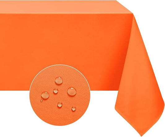 Softalker Rectangle Tablecloth, Waterproof Table Cloths Wrinkle Free Fabric Washable Polyester Table Cover for Dining Tables Party Outdoor Camping Parties Buffet Wedding - 90 x 132 inch, Orange