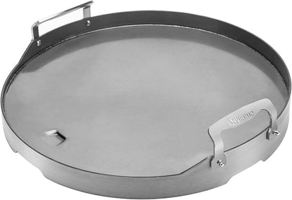 Skyflame Round Griddle, 18.5" Flat Top Griddle Insert | Grease Drain, Handle, Compatible with Kamado Joe Classic, Compatible with Large Big Green Egg