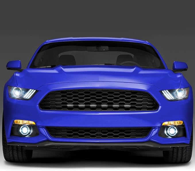 Carpartsinnovate Fits 15-17 Mustang Clear LED Front Grille DRL Running Lights 6PC EcoBoost/V6