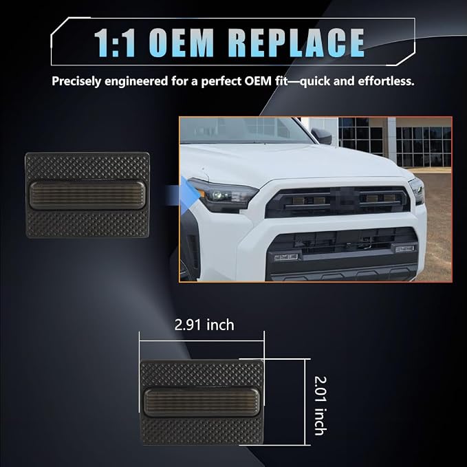 4 PCS Full LED Front Grille Lights for Toyo-ta 4runner 2025 SR5, White LED Grilles Clearance Light, 4Runner Accessories