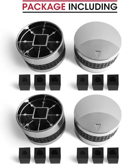 Unicook Grill Control Knob 4 Pack, Gas Burner Replacement, Chrome Plated Plastic with Nonslip Grip, Fits BBQ Gas Grills with D Shaped Valve Stem, Including 4 Knobs and 12 Adaptors