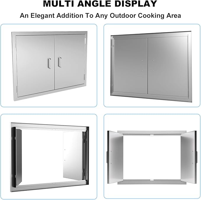 Outdoor Kitchen Door 31" W x 24" H-304 Stainless Steel Never Rust Cabinet Door-Double Layer-BBQ Access Doors-Weatherproof GrillDoor-Flush Mount BBQ Island Doors-MetalDoor for Outdoor Indoor Kitchen