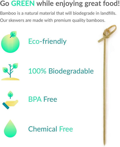 JapanBargain 1597x20, Cocktail Picks Appetizer Picks Bamboo Skewers for Snack Sandwich Finger Food Tapas Fruit Kabob BBQ Hors D’oeuvre Twisted End Knotted Bamboo Sticks, 6 inch, 1000pcs