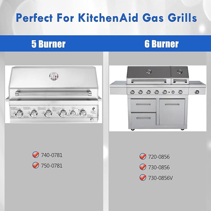 740-0781 Grill Grates Replacement Parts for KitchenAid BBQ Grill Parts 5 6 Burner 740-0781 720-0856V 720-0856 750-0781 730-0856 Stainless Steel Cooking Grid Grates Sam's Club Grill Parts