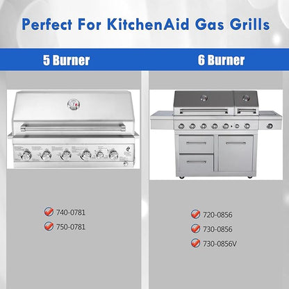 740-0781 Grill Grates Replacement Parts for KitchenAid BBQ Grill Parts 5 6 Burner 740-0781 720-0856V 720-0856 750-0781 730-0856 Stainless Steel Cooking Grid Grates Sam's Club Grill Parts