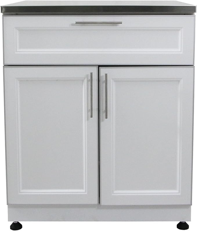 Blue Sky Outdoor Living White Shaker 2-Piece Outdoor Kitchen Combo Set – Weather-Resistant Modular Cabinets
