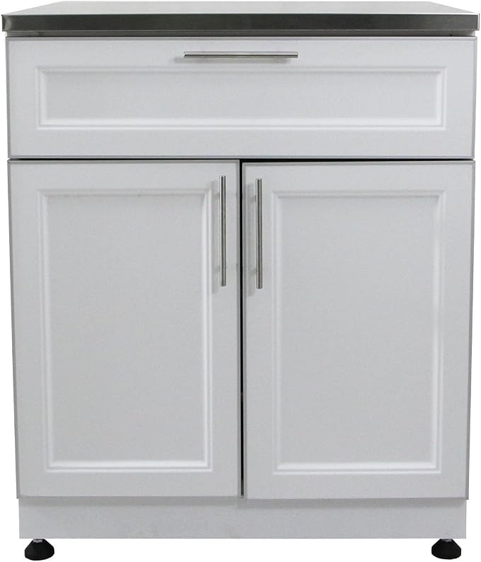 Blue Sky Outdoor Living White Shaker 4-Piece Outdoor Kitchen Combo Set 6 – Modular Weather-Resistant Storage Cabinets