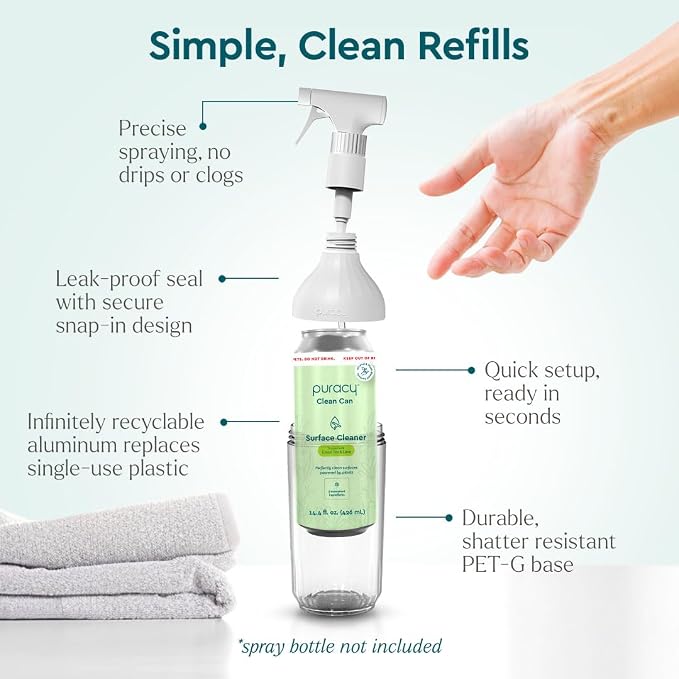 Puracy All Purpose Cleaner Clean Can – Plant-Powered Multi-Surface Cleaner - Surface Cleaner Solution As Seen on TikTok (Green Tea + Lime, 14.4 fl oz, 3 Pack)