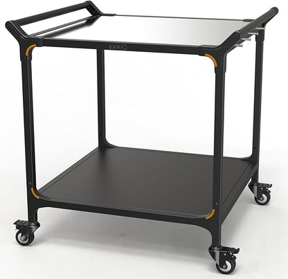 NUUK Outdoor Grill Cart on Wheel 32" x 32", Stainless Steel Pizza Oven Table with Double-Shelf, Rolling Countertop Kitchen Food Prep Cart for Backyard, Garden, Restaurant